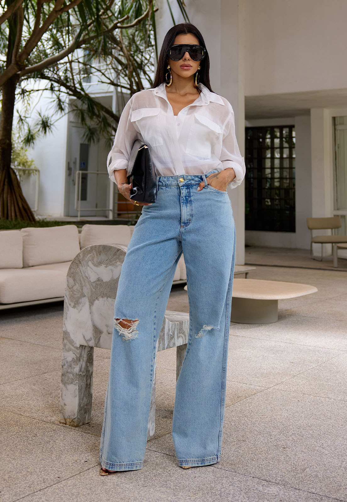 Calça wide leg